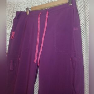 Carhartt Purple Scrub Pants with Pink Details And Lots Of Pockets And Pouches